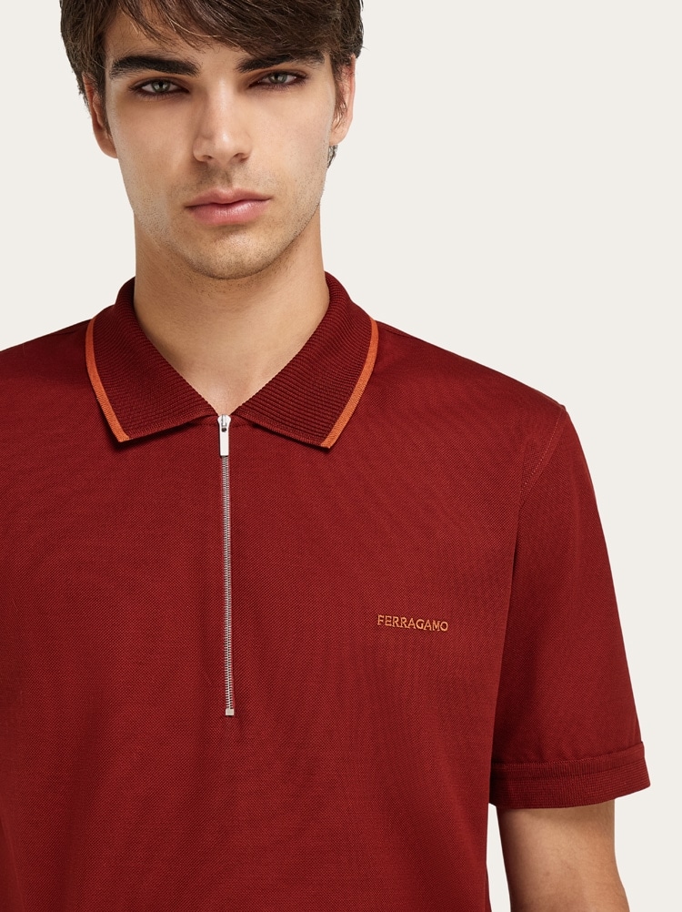 Polo in cotone con zip Gallery image 4