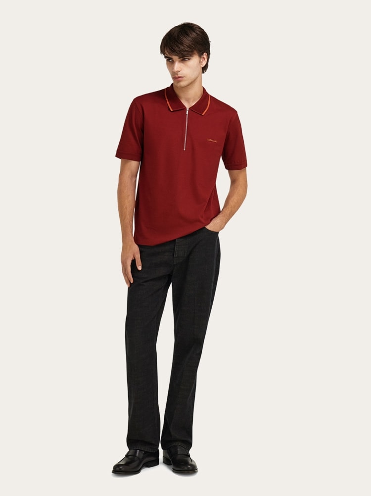 Polo in cotone con zip Gallery image 5