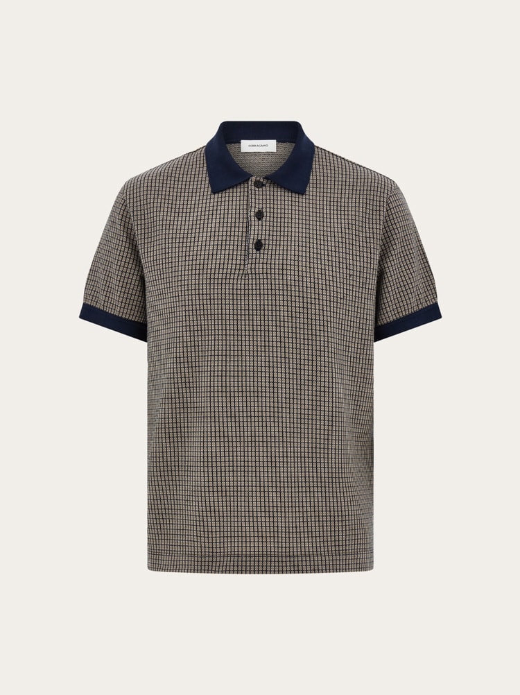 Polo de manga corta microcuadros Gallery image 1