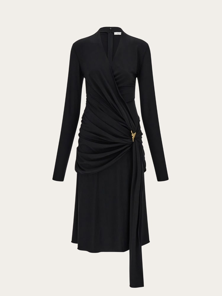 Viscose dress with gathered waist Gallery image 1