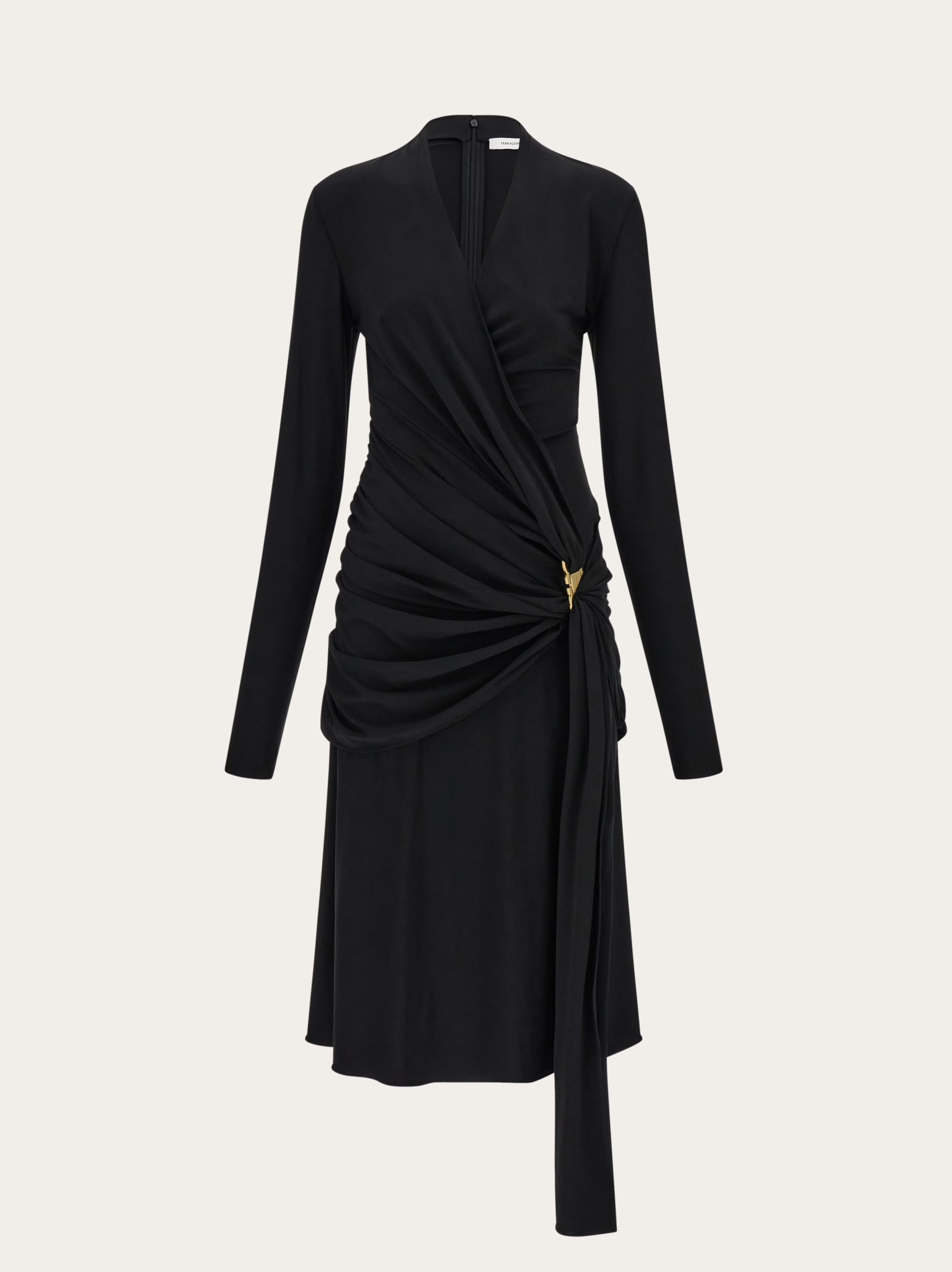 viscose long sleeve dress Draped and Kimono Sleeve Viscose Satin Long Dress  John Paul Ataker