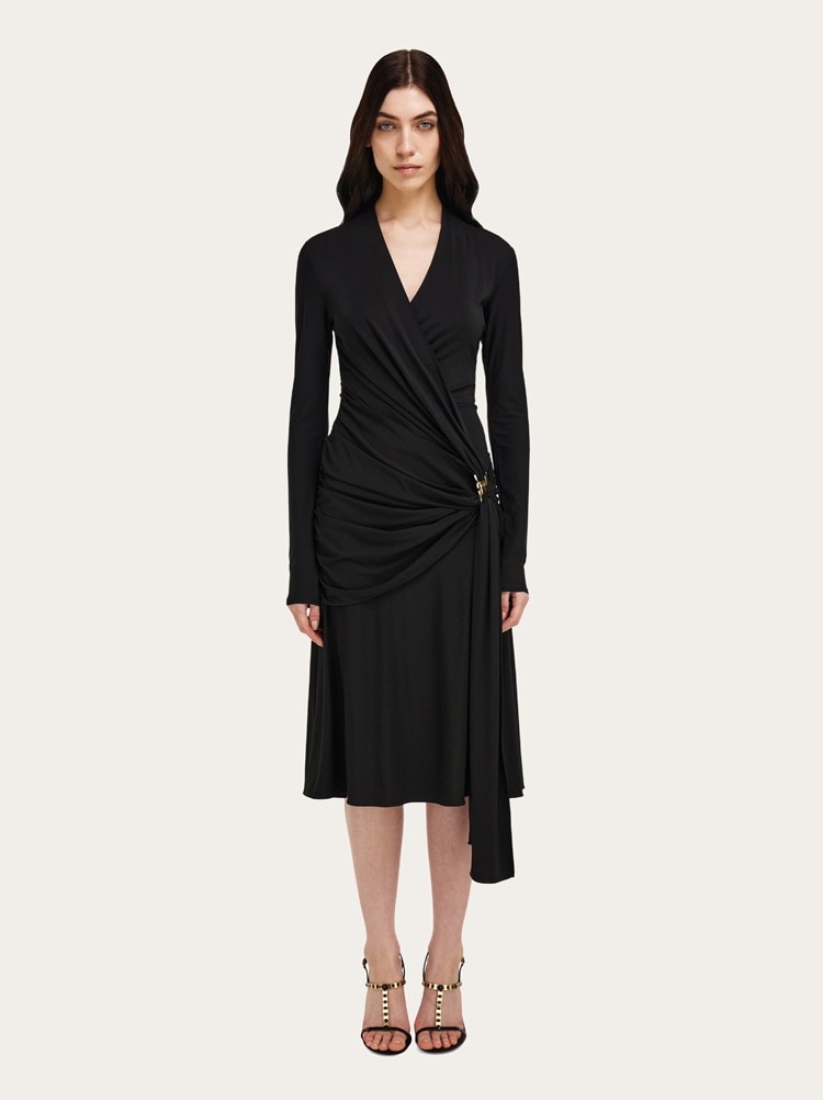 Viscose dress with gathered waist Gallery image 2