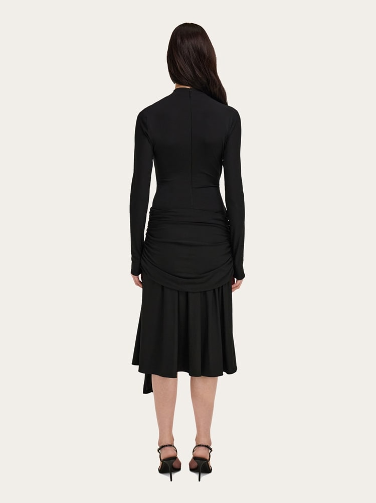 Viscose dress with gathered waist Gallery image 3