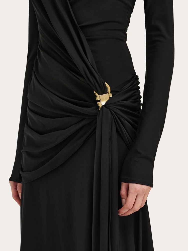 Viscose dress with gathered waist Gallery image 4