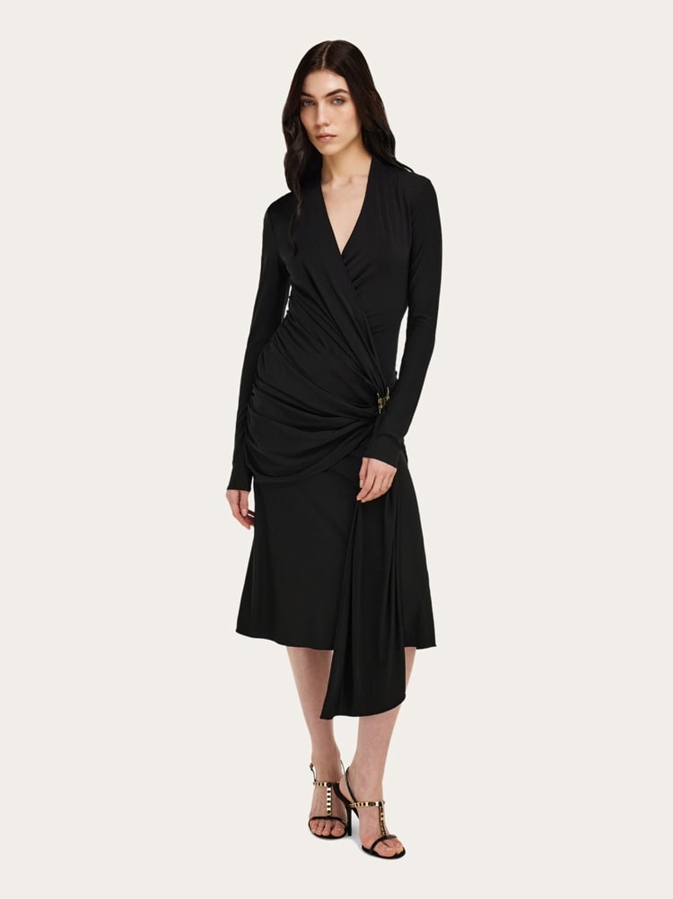 Viscose dress with gathered waist Gallery image 5