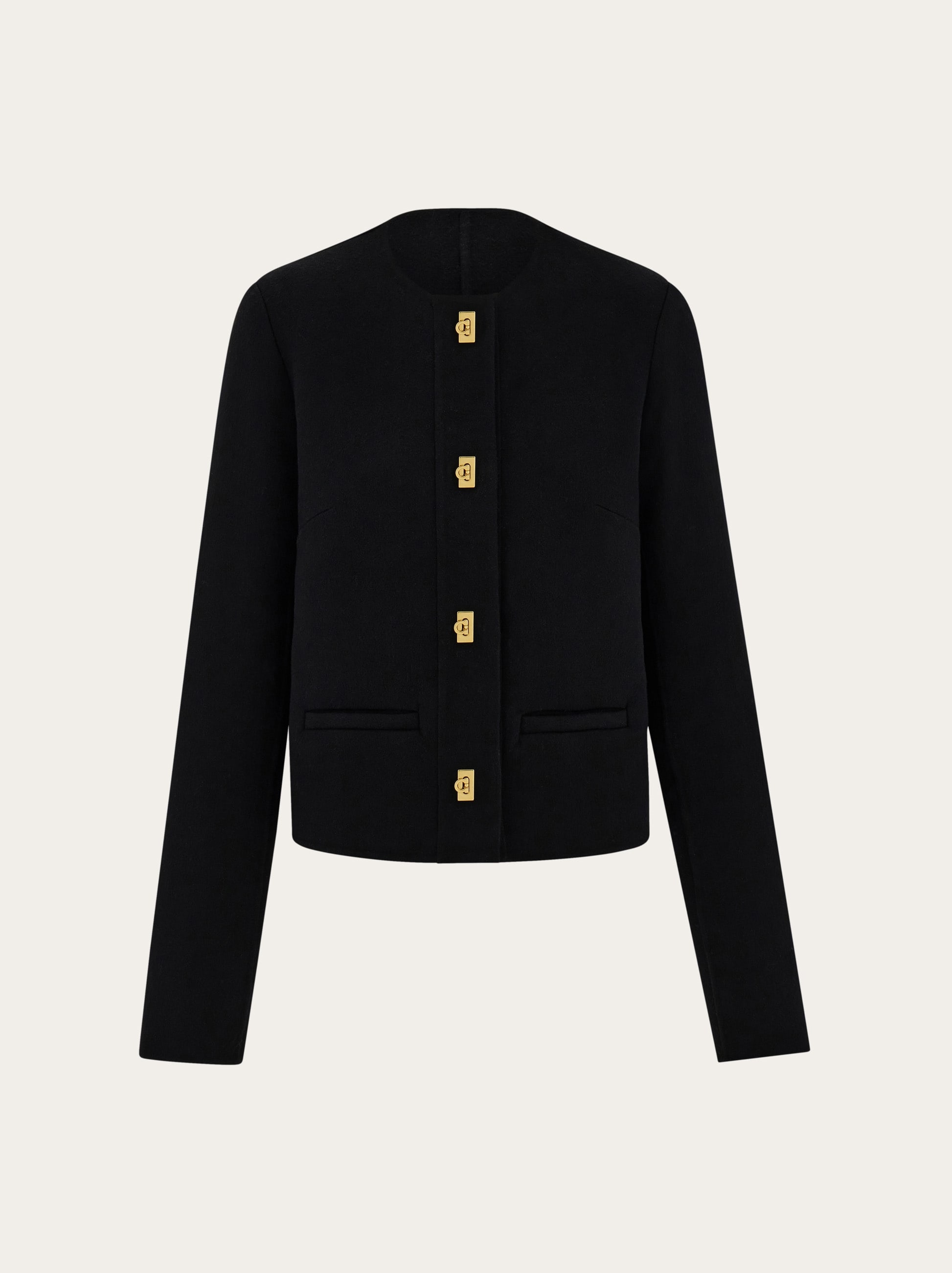 ジャケット・アウター 90s Salvatore Ferragamo cashmere mix JKT Wool and cashmere Gancini jacket - Women | Ferragamo