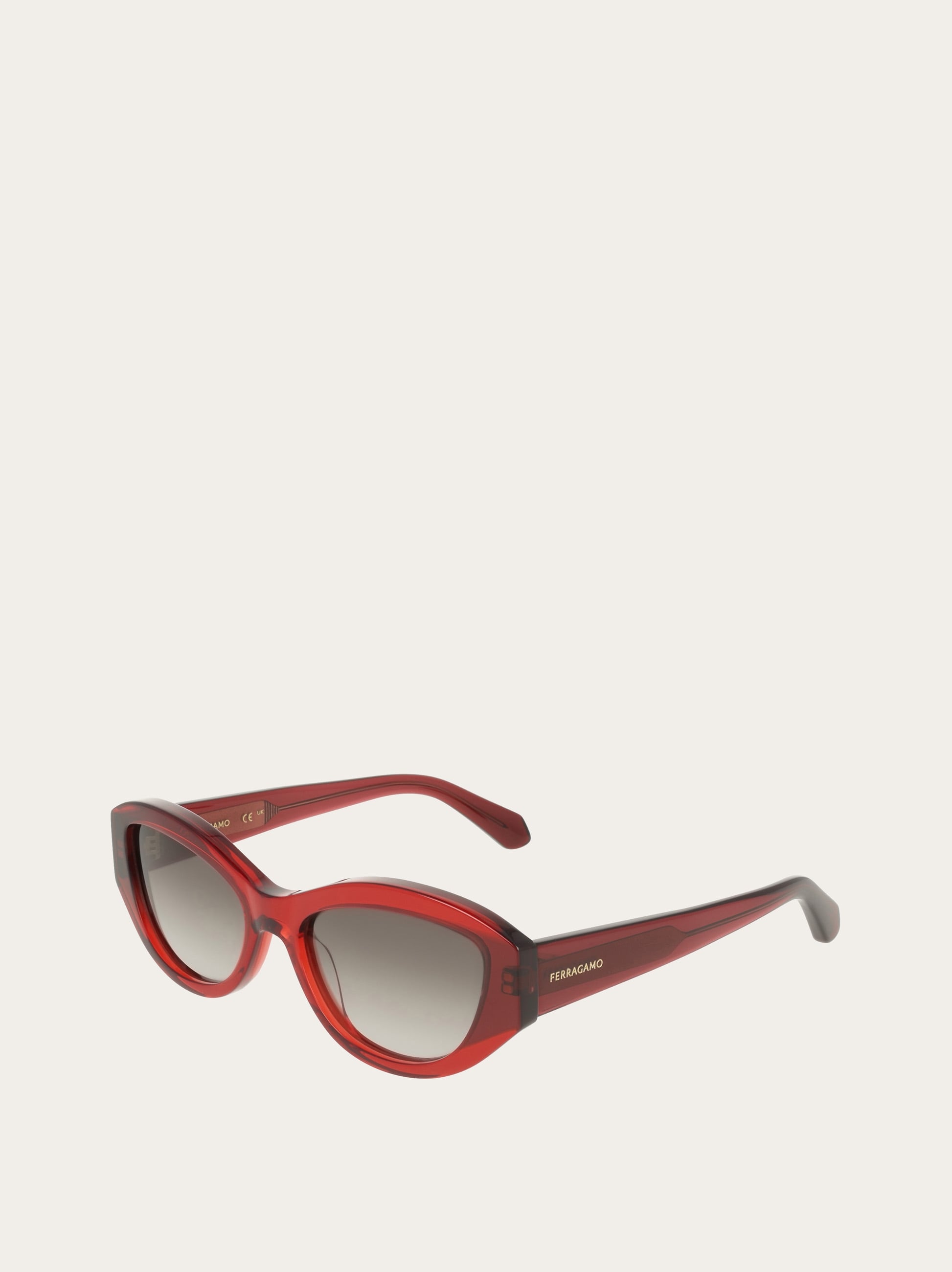 FERRAGAMO バーガンディ キャットアイサングラス Oval frame sunglasses - Women | Ferragamo
