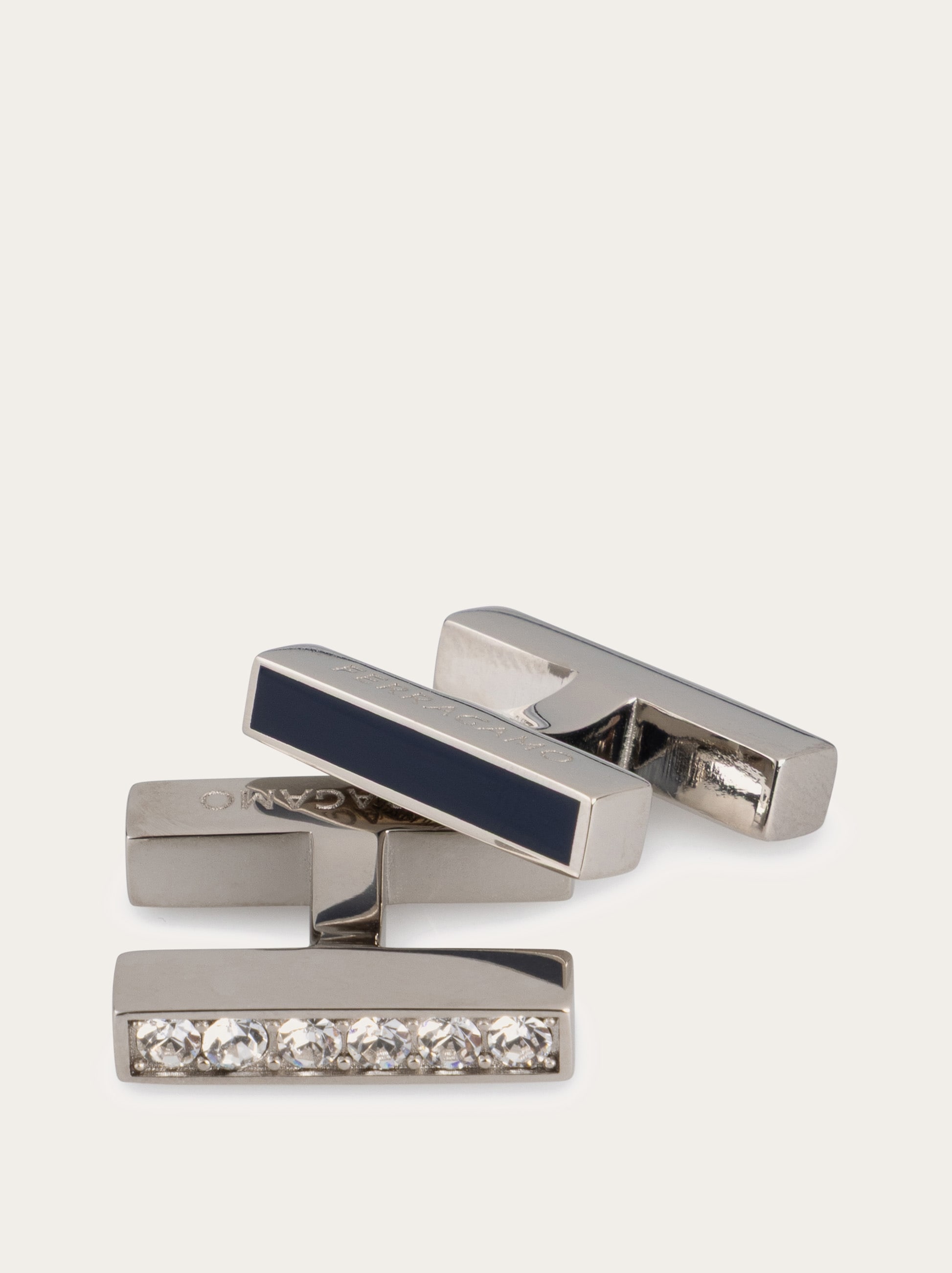Ferragamo シルバー カフリンクス Crystal embellished cufflinks - Men | Ferragamo