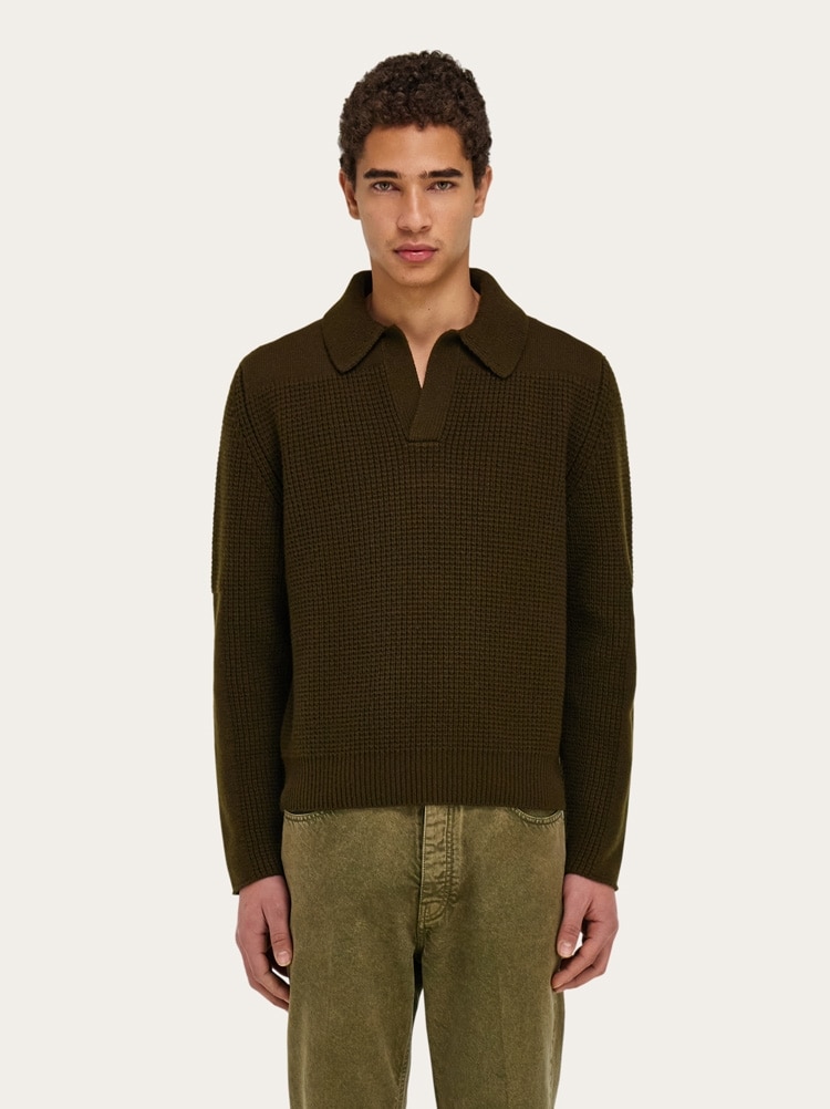 Knitted sweater with polo collar Gallery image 2