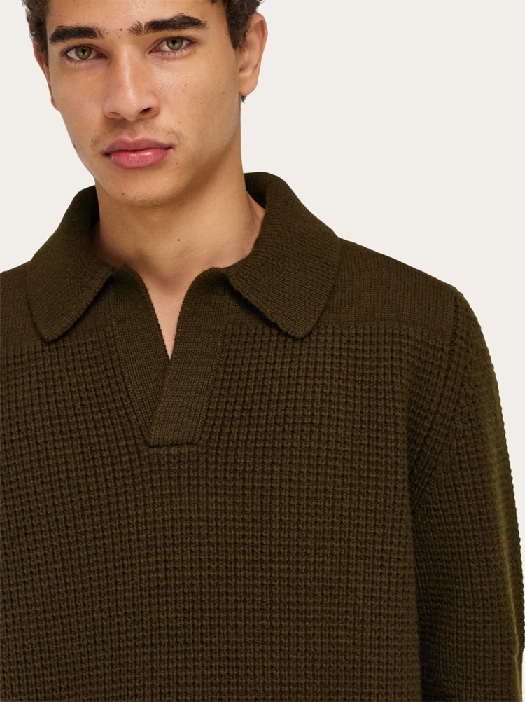 Knitted sweater with polo collar Gallery image 4