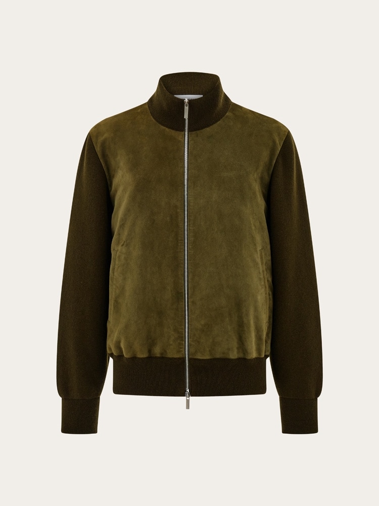 Suede blouson with knitted details Gallery image 1