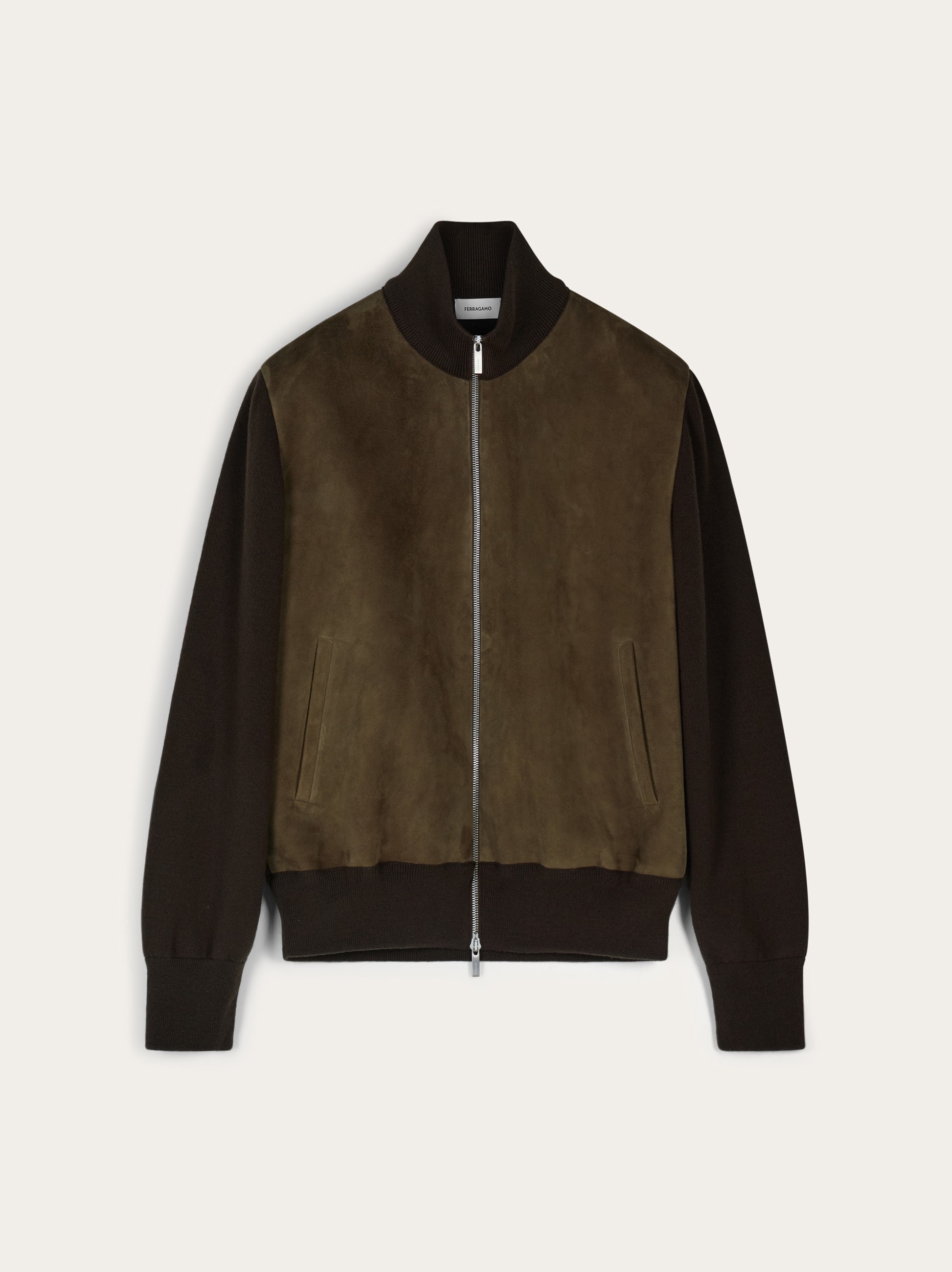 Suede blouson with knitted details - Men | Ferragamo