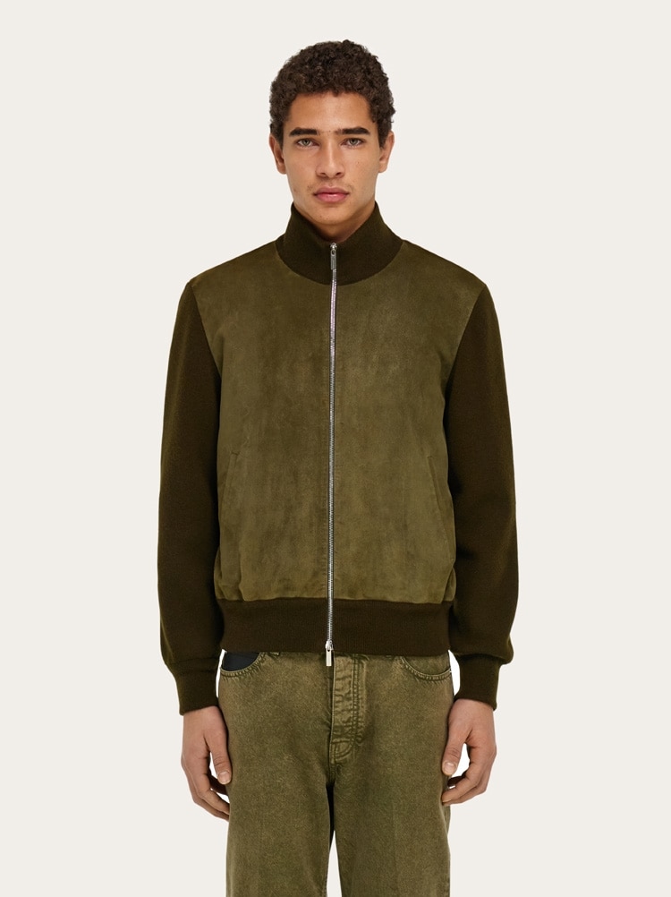 Suede blouson with knitted details Gallery image 2