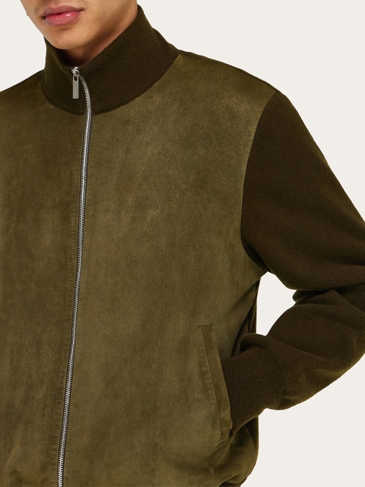 Suede blouson with knitted details Gallery image 4