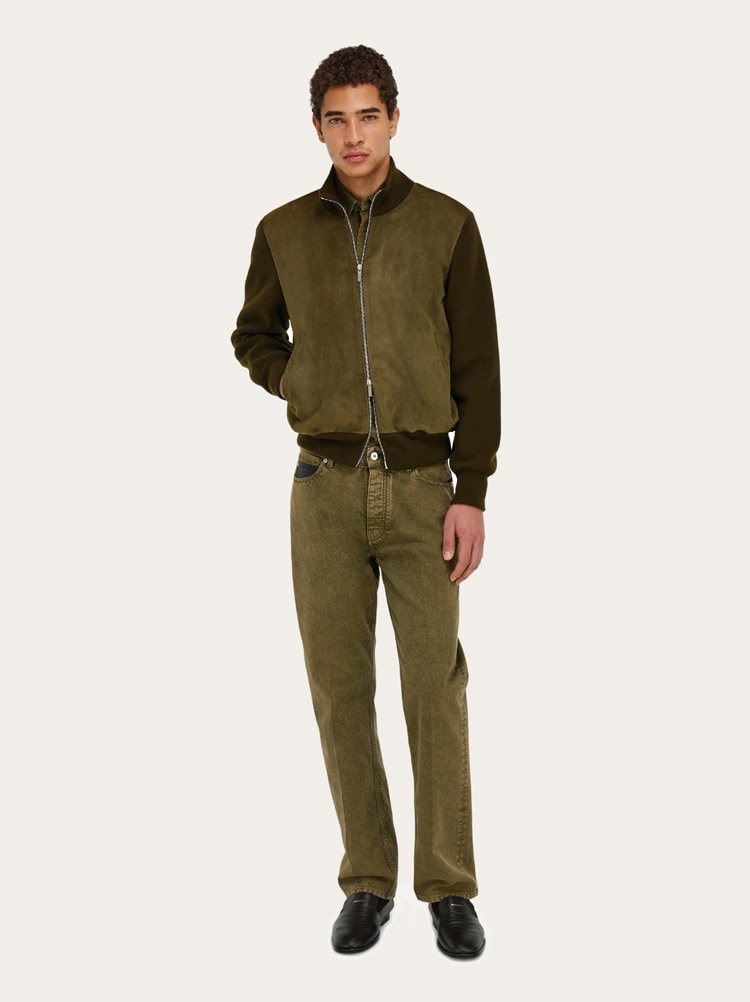 Suede blouson with knitted details Gallery image 6