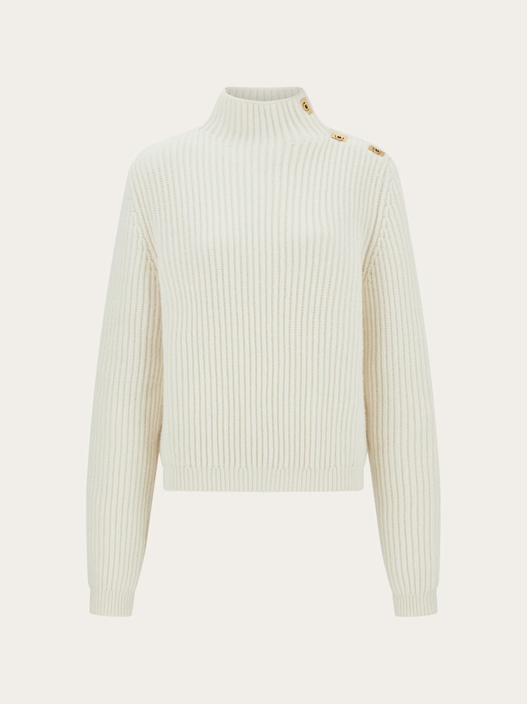 Knitted mock neck sweater with Gancini detail Gallery image 1