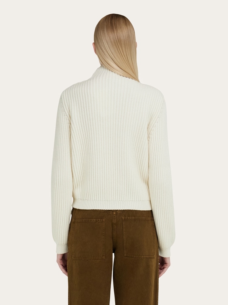 Knitted mock neck sweater with Gancini detail Gallery image 3