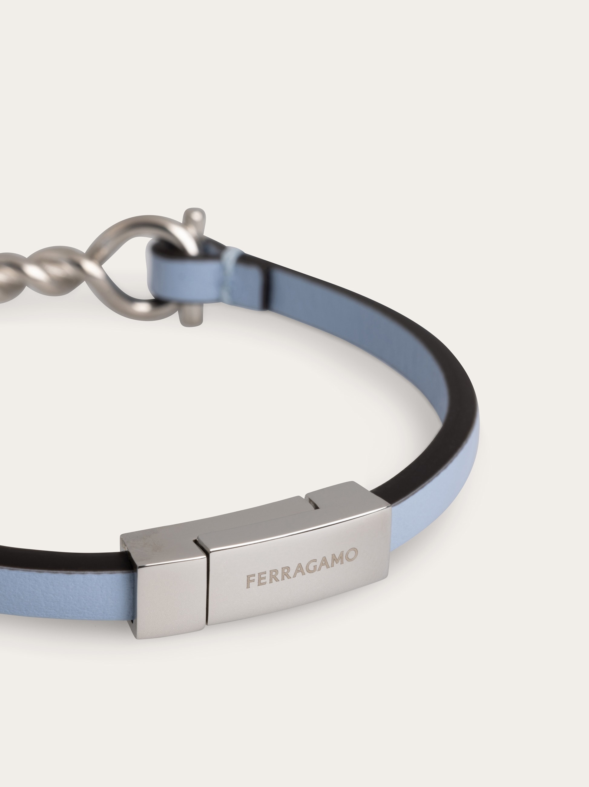 ferragamo レザーブレスレット Gancini leather bracelet (20cm) - Men | Ferragamo