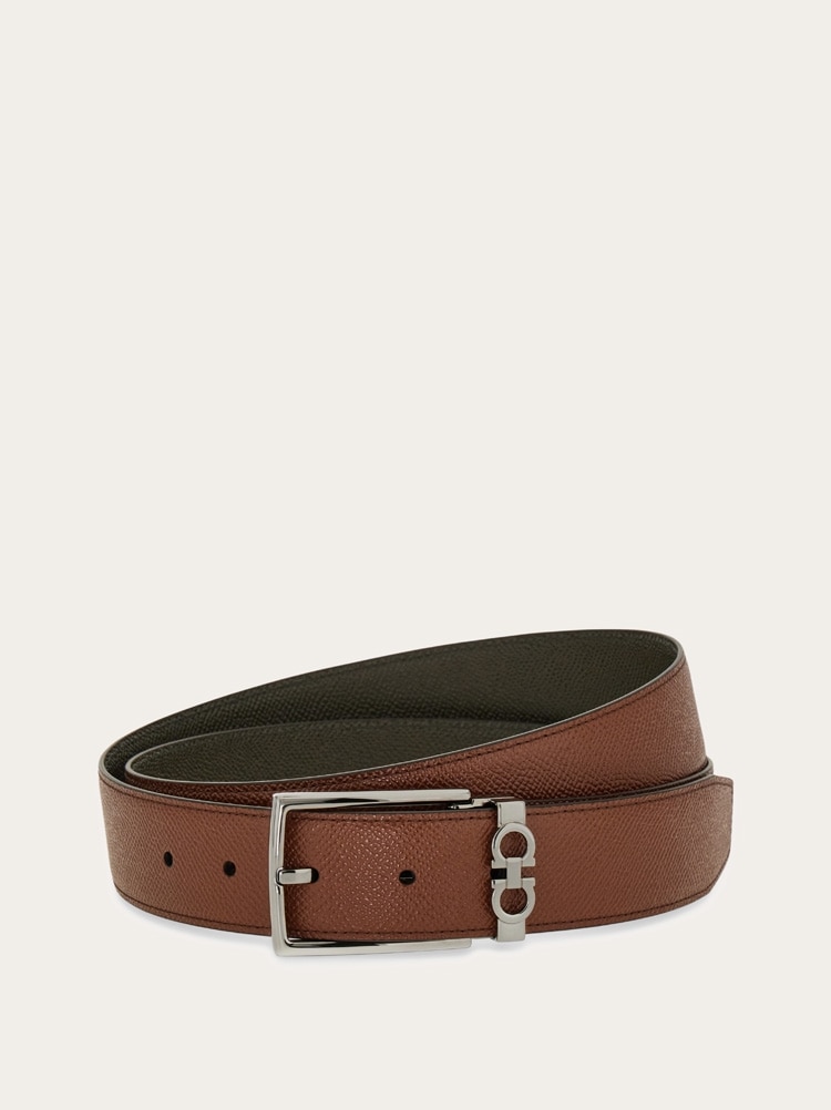 Reversible and adjustable belt with rectangular buckle Gallery image 1