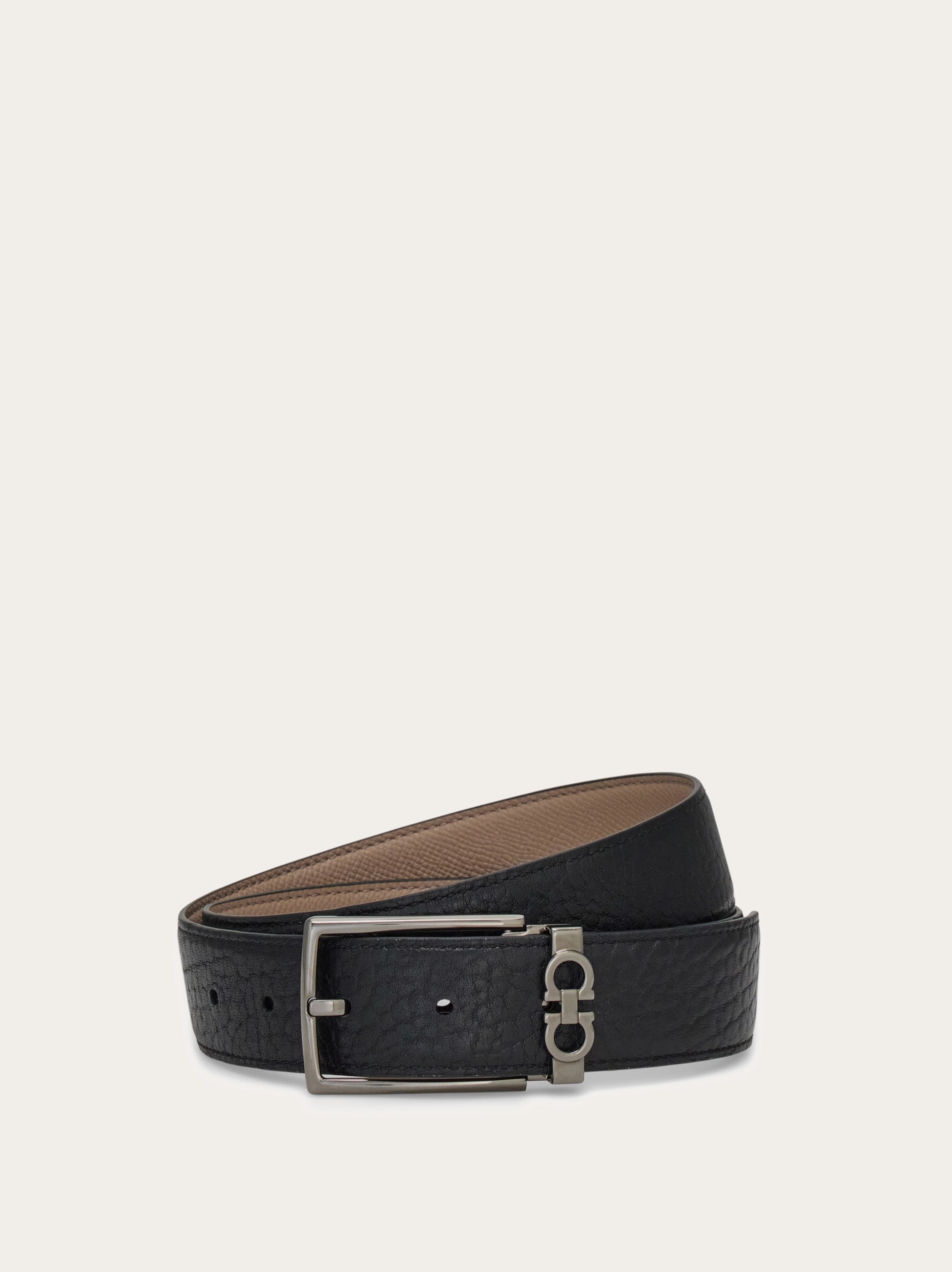 Reversible and adjustable belt with rectangular buckle - Men