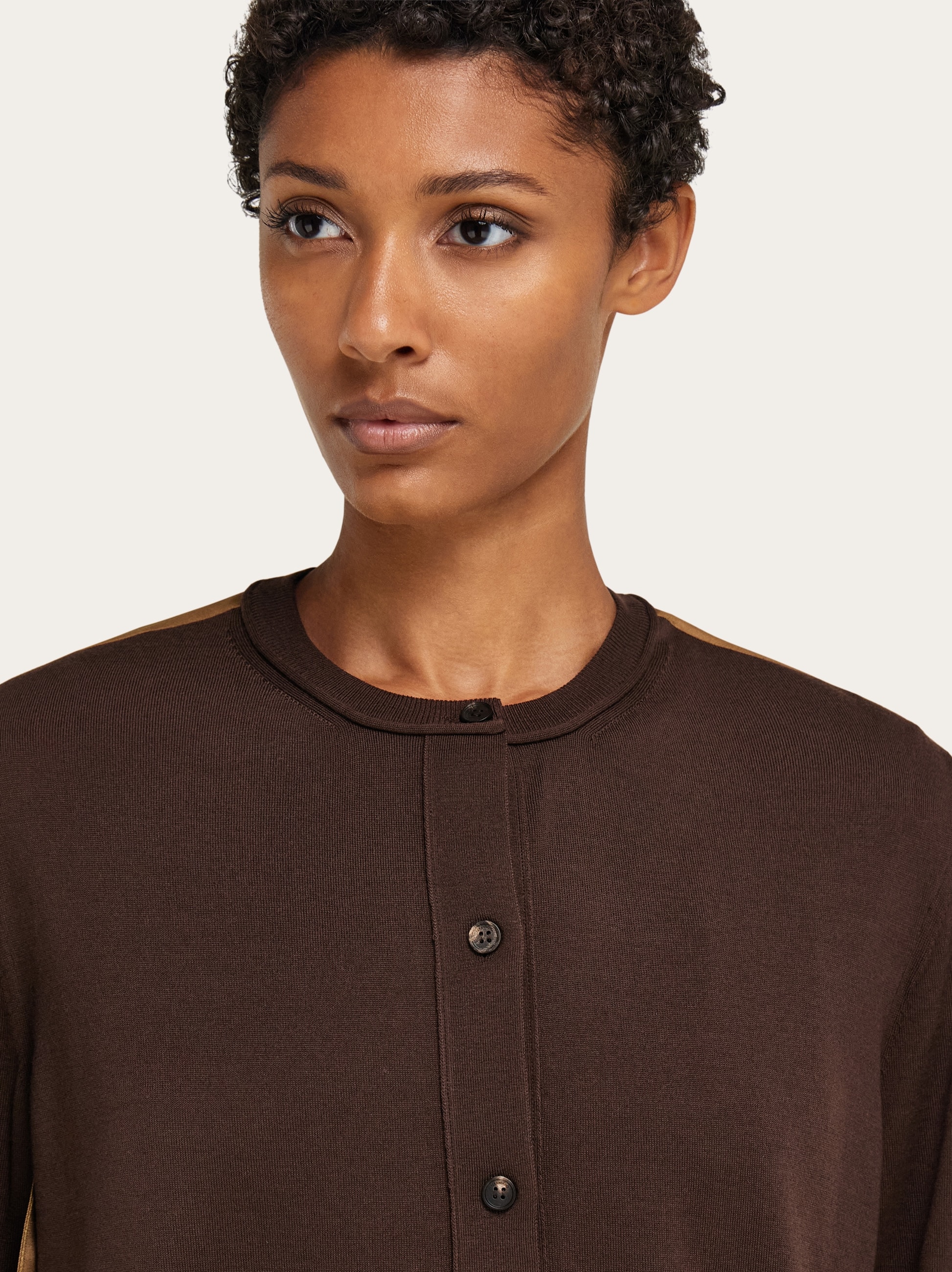 Cardigan with silk panel detail - Women | Ferragamo