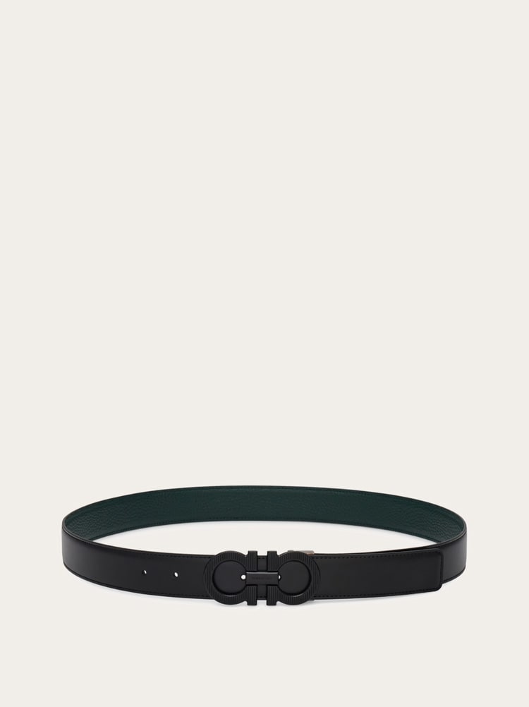 Reversible and adjustable knurled Gancini belt Gallery image 3