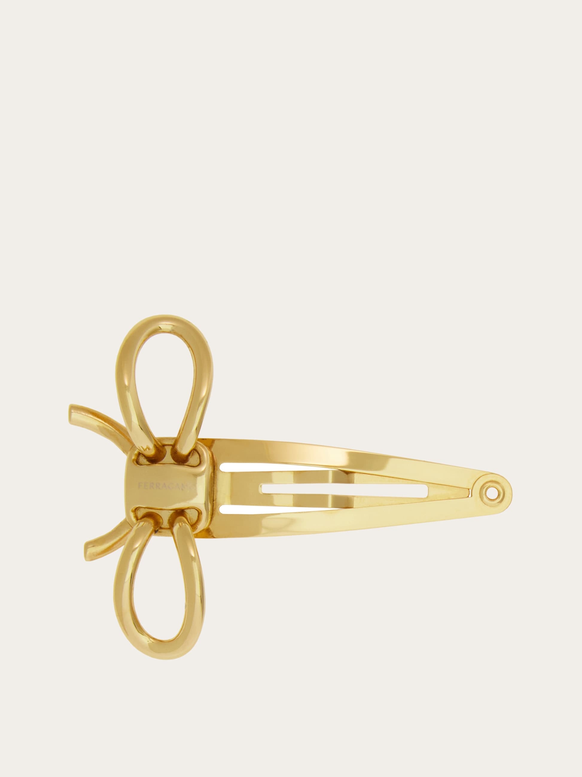 【美品】FERRAGAMO ゴールドリボンヘアクリップ リボン ヘアクリップ - ウィメンズ | Ferragamo
