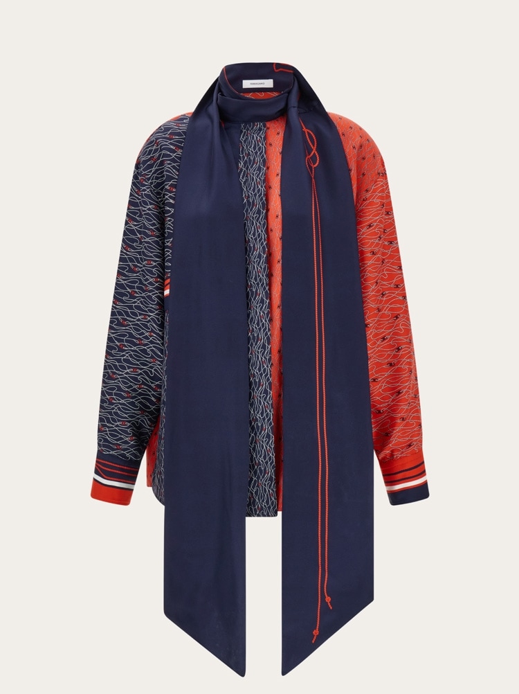 Silk shirt with bib detail Gallery image 1