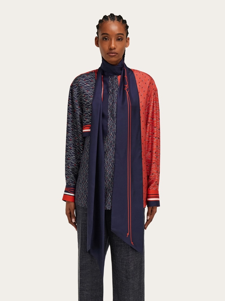 Silk shirt with bib detail Gallery image 2