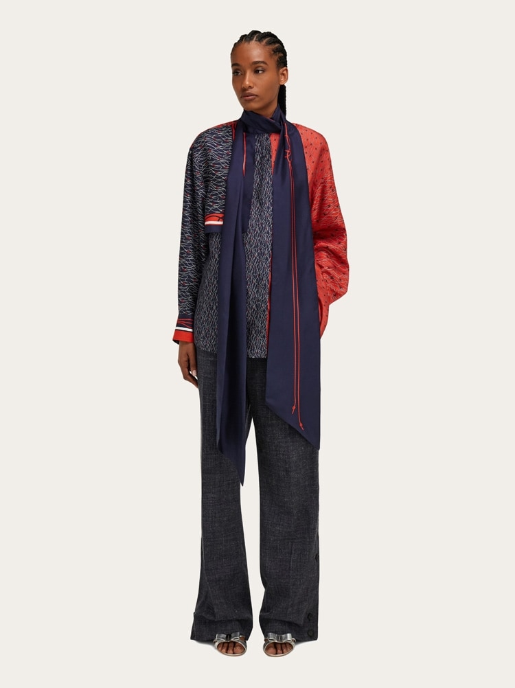 Silk shirt with bib detail Gallery image 6