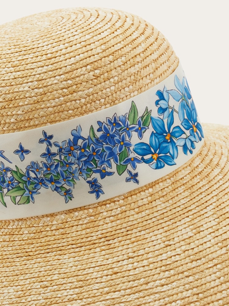 Chapeau en paille imprimé Printemps Gallery image 2