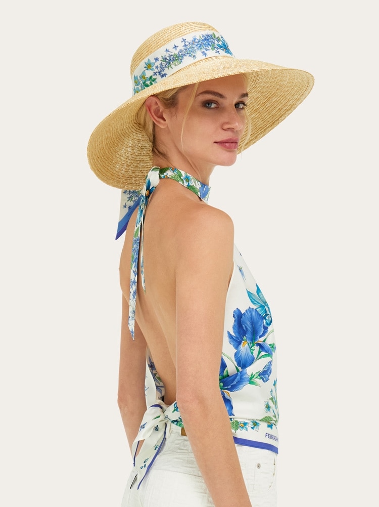 Chapeau en paille imprimé Printemps Gallery image 4