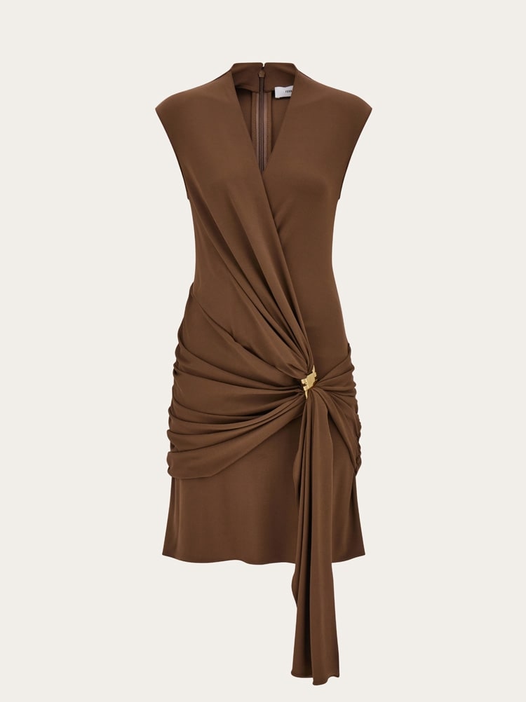 Viscose mini dress with gathered waist Gallery image 1