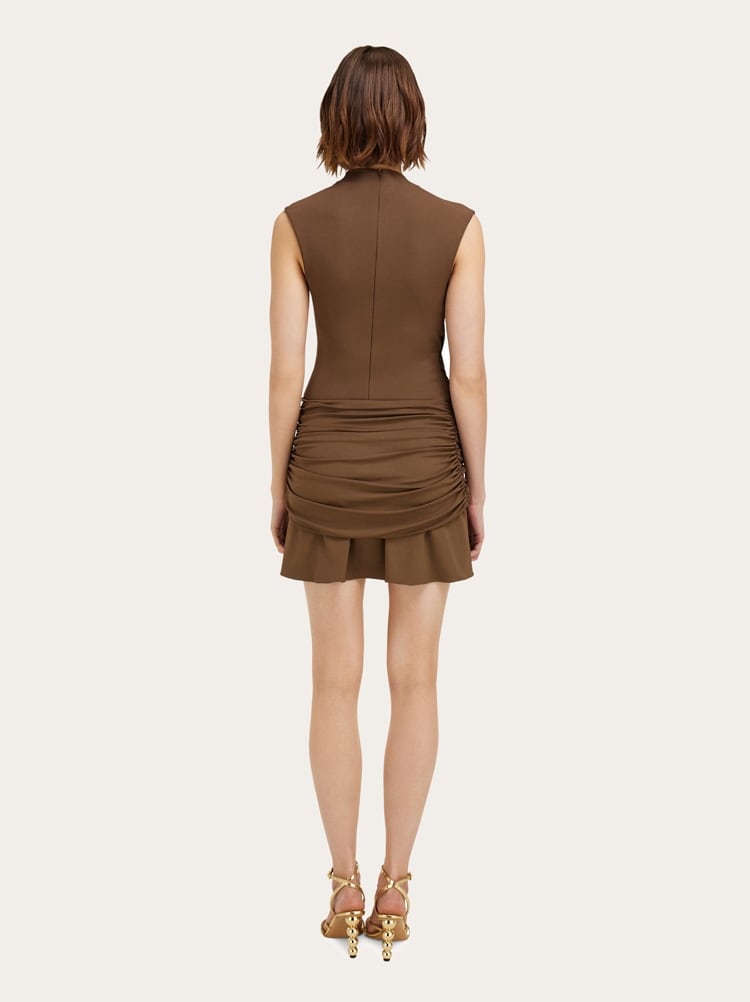 Viscose mini dress with gathered waist Gallery image 3
