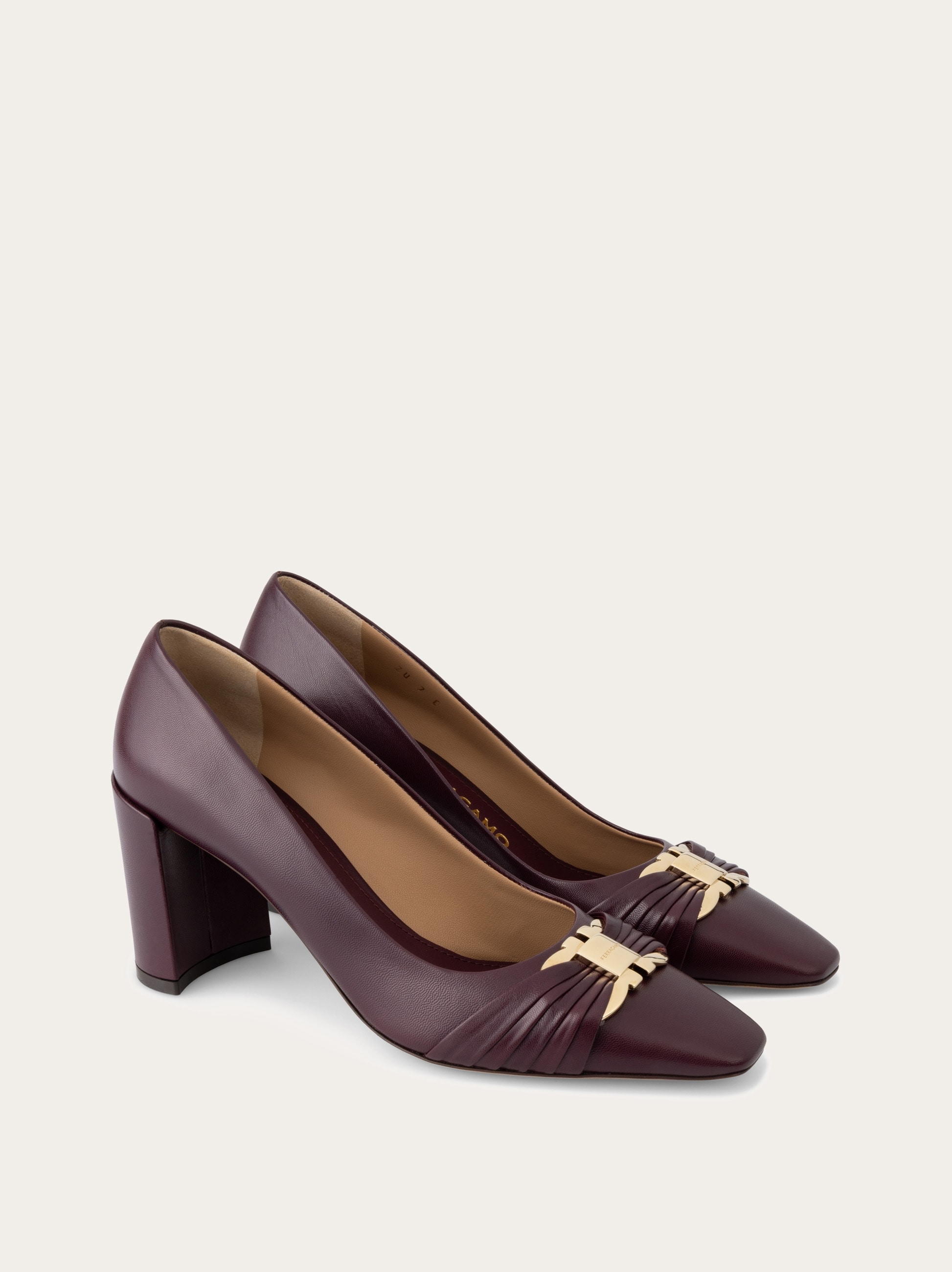 Gancini ornament pump with bock heel - Women | Ferragamo