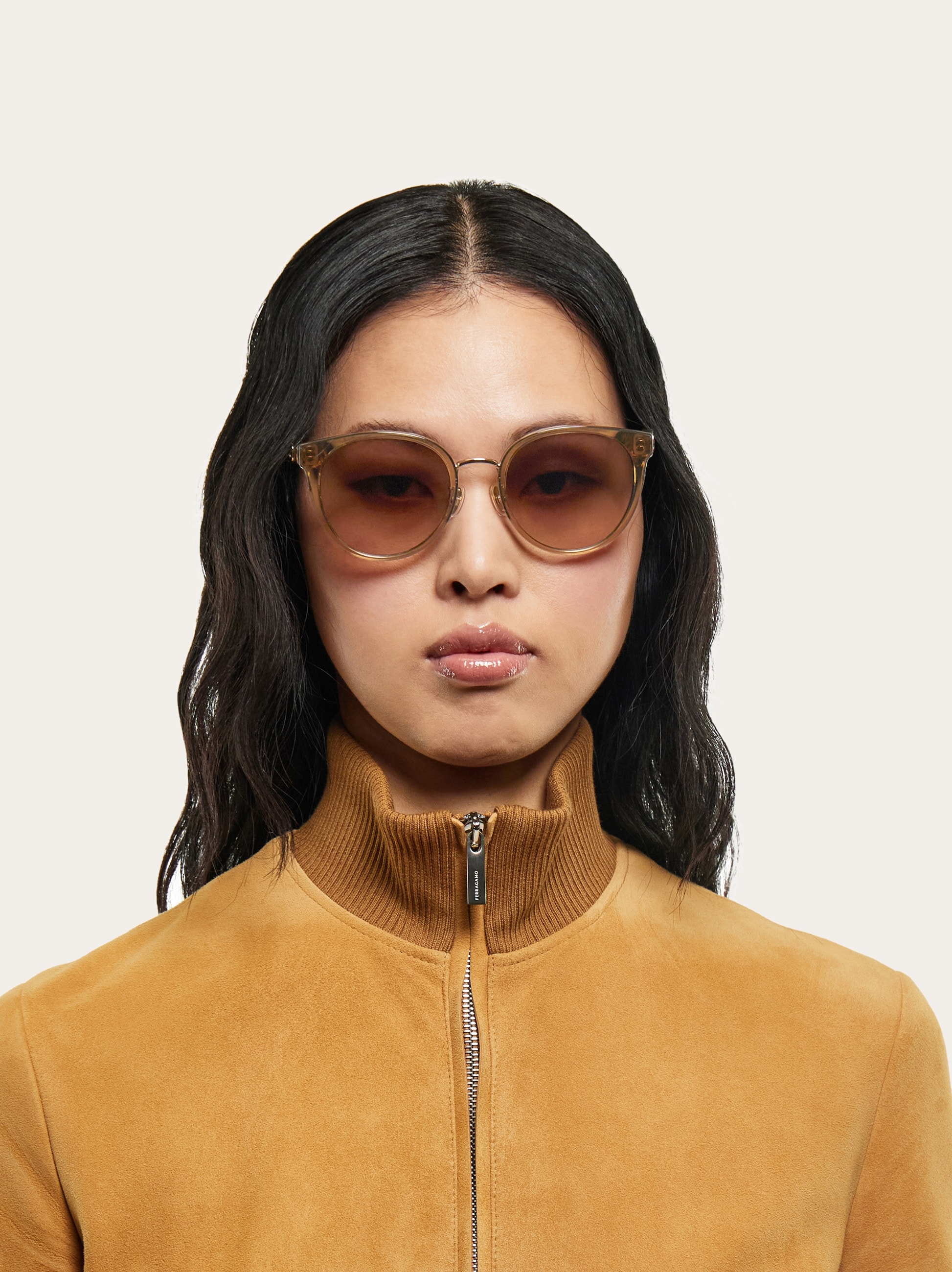Ferragamo ダークブラウン サングラス ラウンドフレームサングラス - ウィメンズ | Ferragamo
