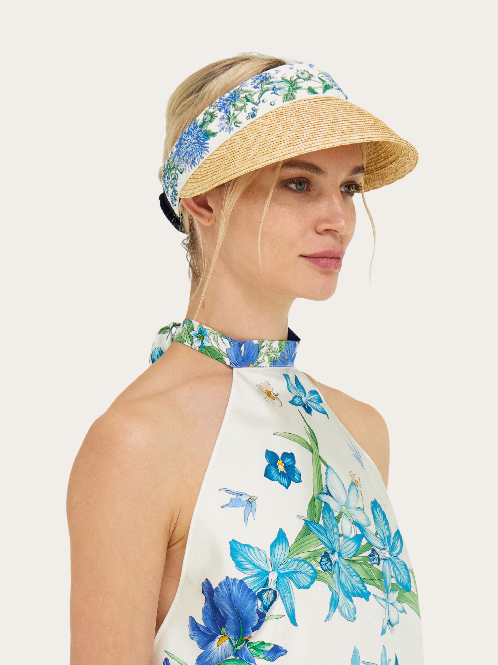 Spring print straw visor - Women | Ferragamo