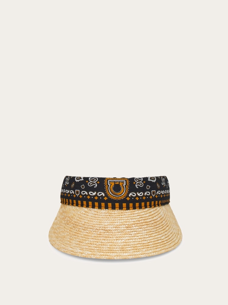 Arabesque print straw visor Gallery image 1