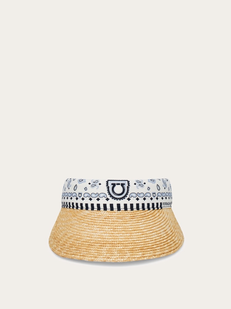 Arabesque print straw visor Gallery image 1
