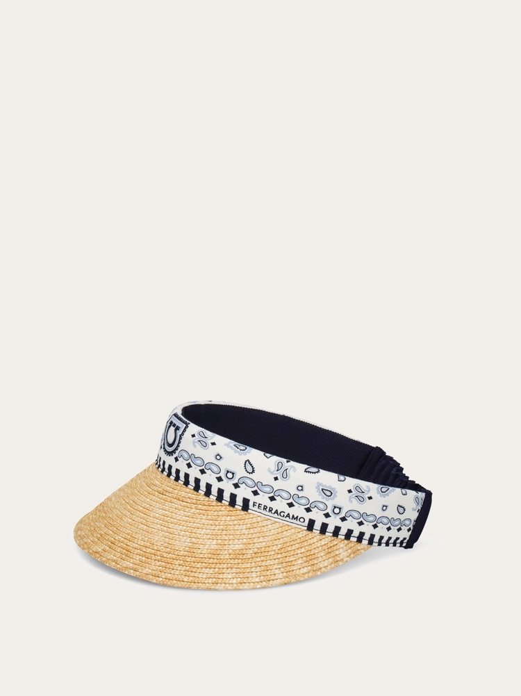 Arabesque print straw visor Gallery image 4