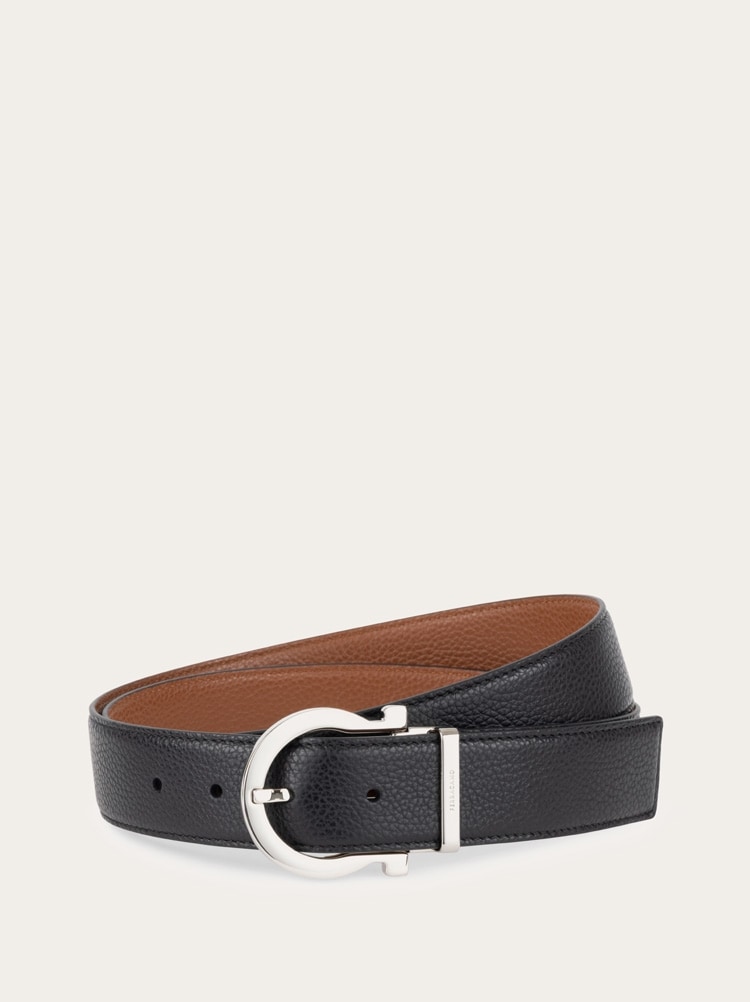 Reversible and adjustable Gancini belt Gallery image 1