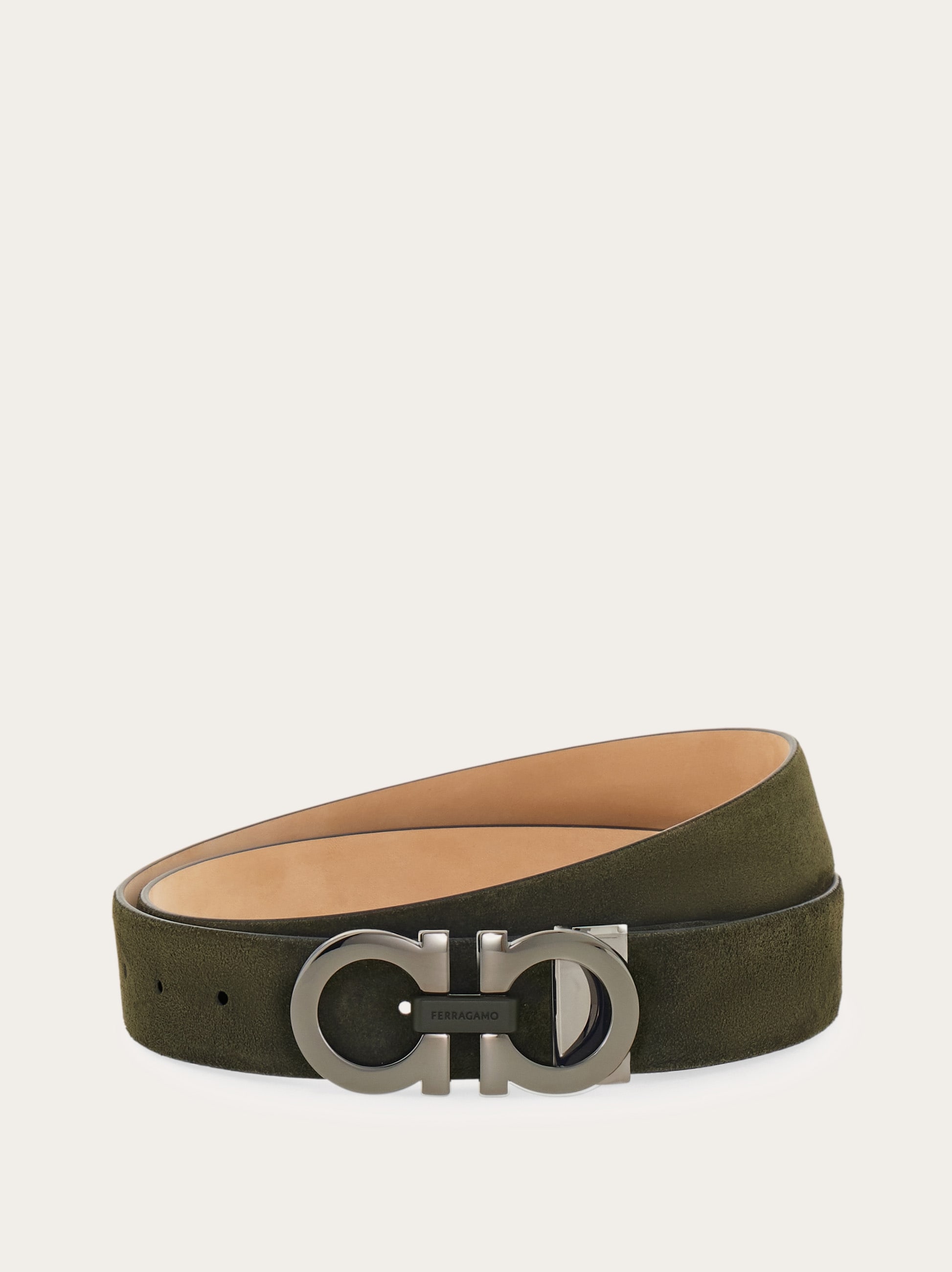 Salvatore Ferragamo ラムレザージャケット ダークグリーン Adjustable Gancini belt - Men | Ferragamo