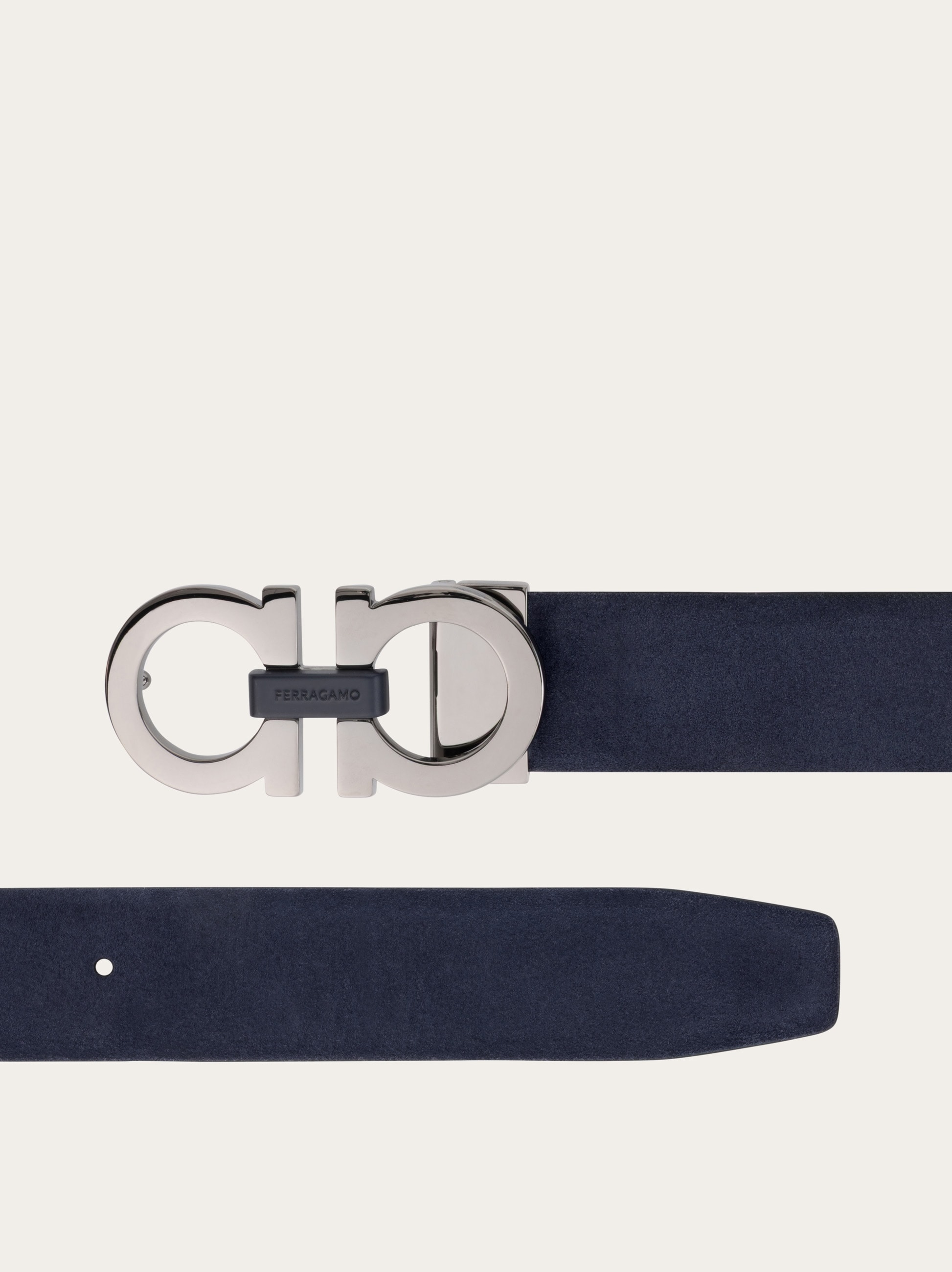 Salvatore Ferragamo　バレッタ　ネイビー Adjustable Gancini belt - Men | Ferragamo