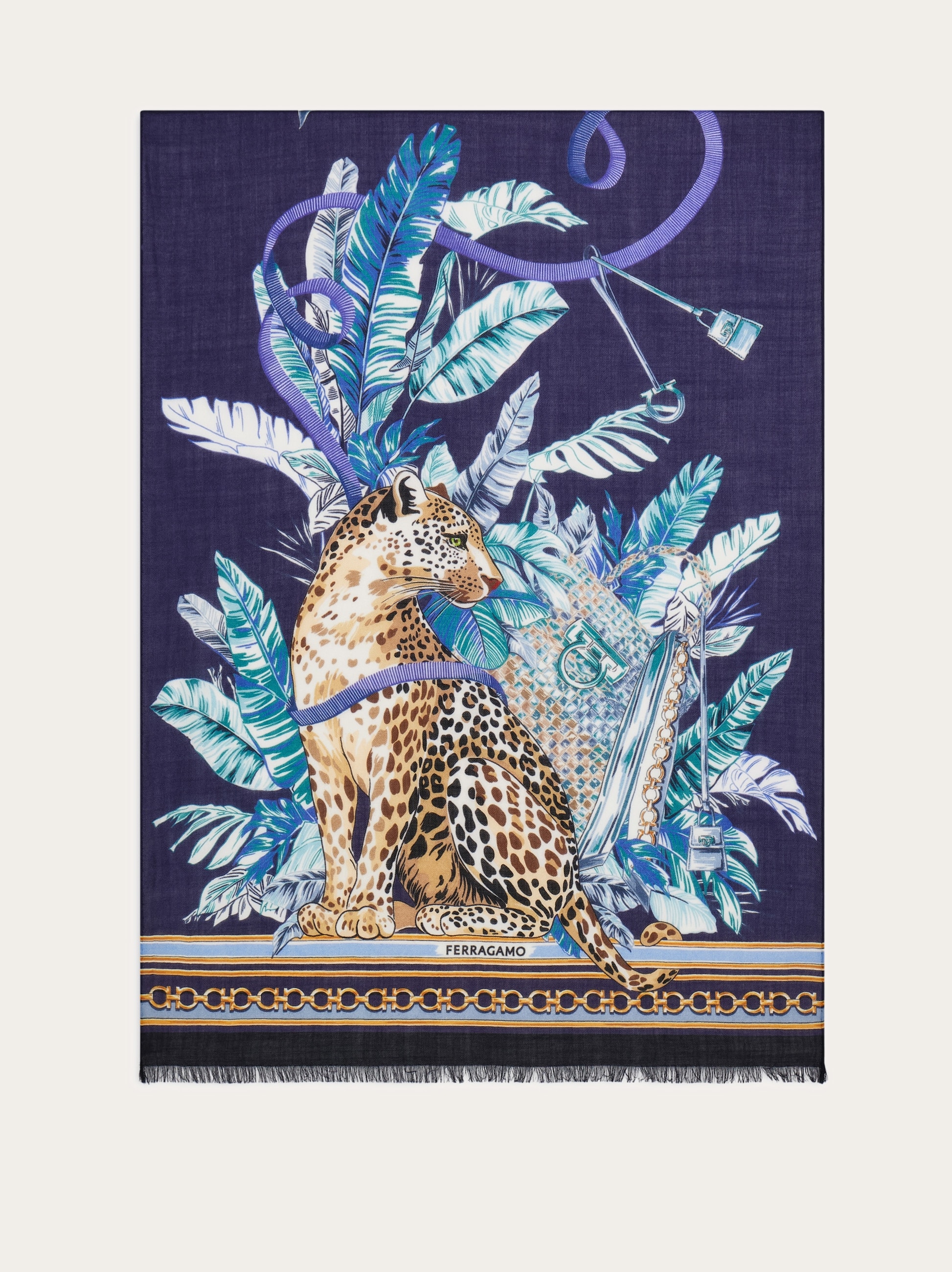 Feline print pure wool stole - Women | Ferragamo
