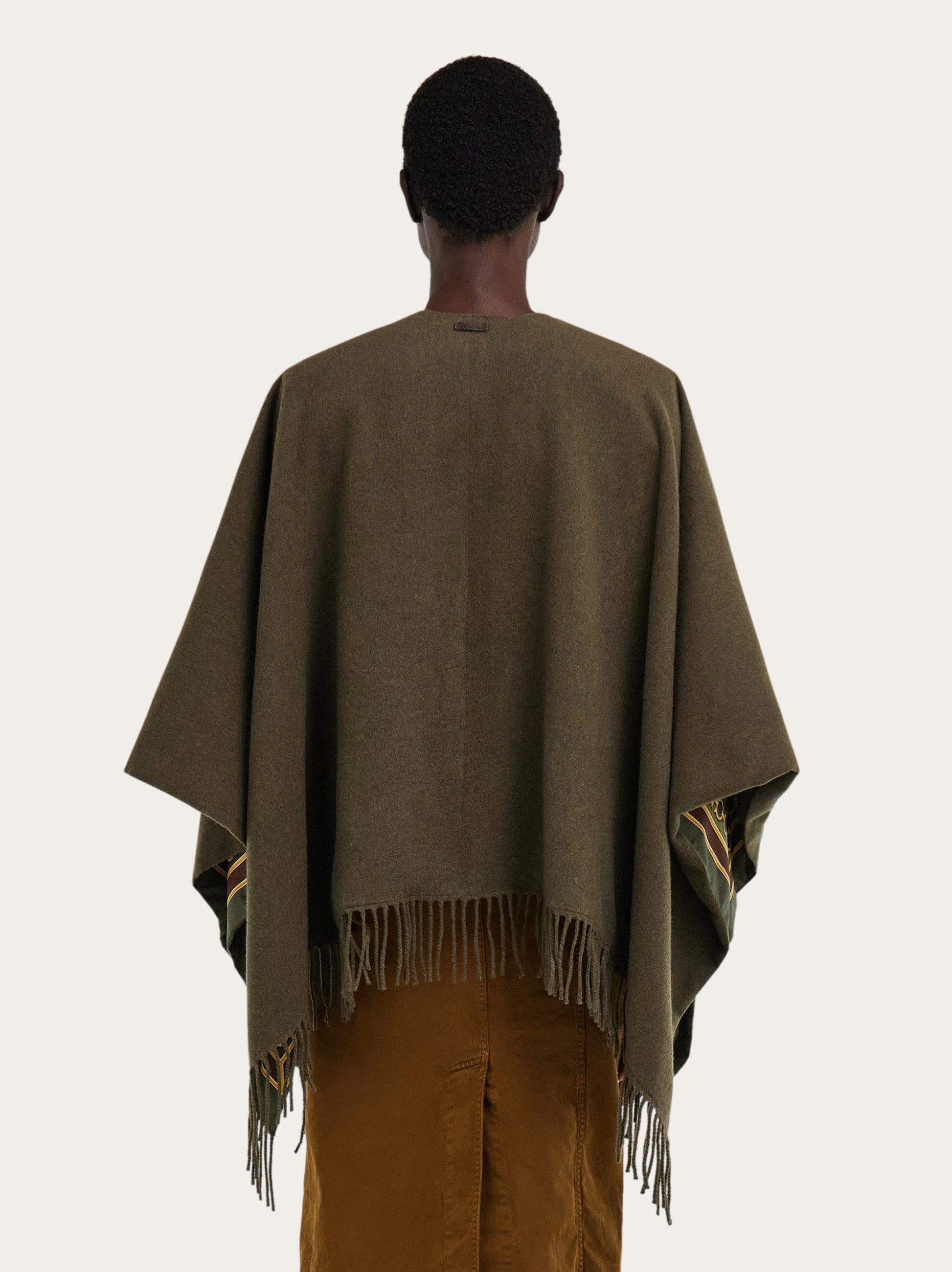 Feline print cashmere and silk reversible cape - Women | Ferragamo