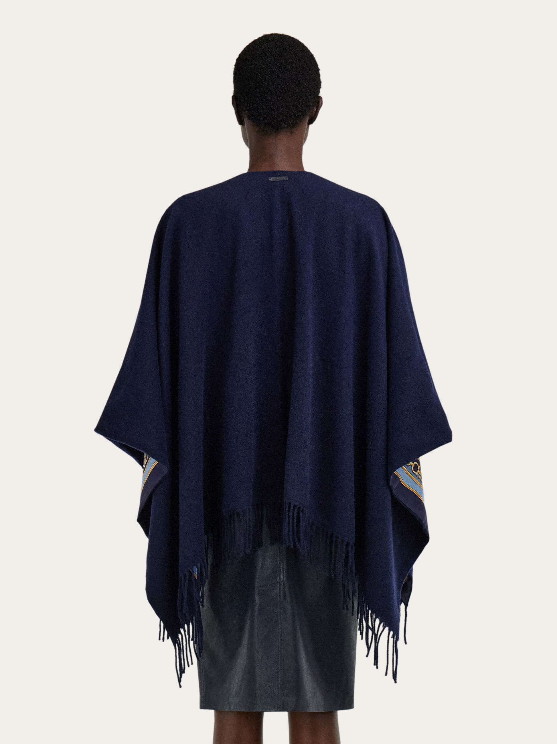 Feline print cashmere and silk reversible cape - Women | Ferragamo