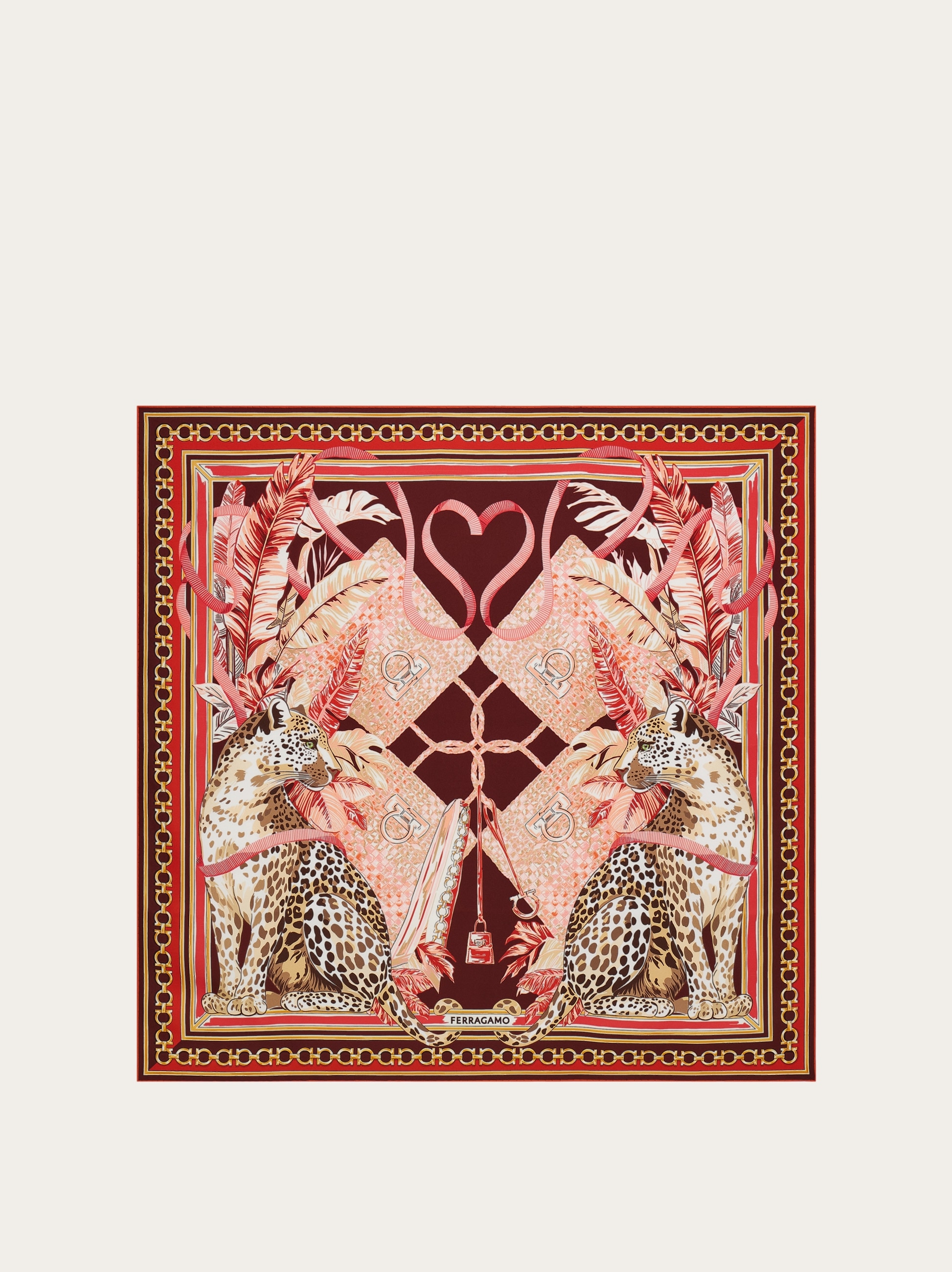 Salvatore Ferragamo スカーフ 約86cm x 86cm Feline print silk foulard - Women | Ferragamo