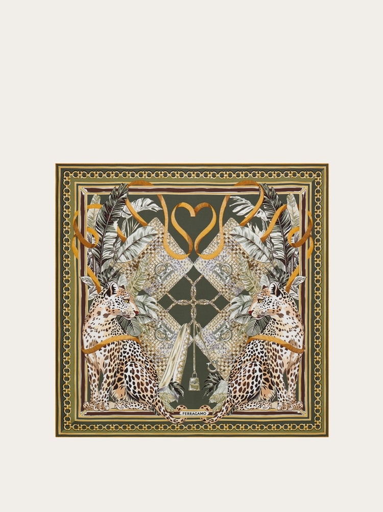 Feline print silk foulard Gallery image 1