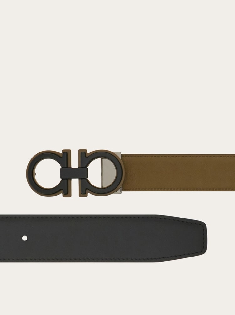 Reversible and adjustable Gancini belt Gallery image 2