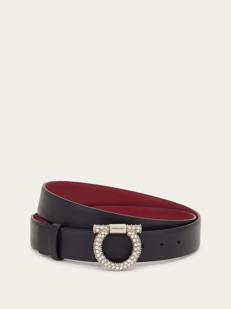Reversible Gancini belt with crystals Gallery image 1